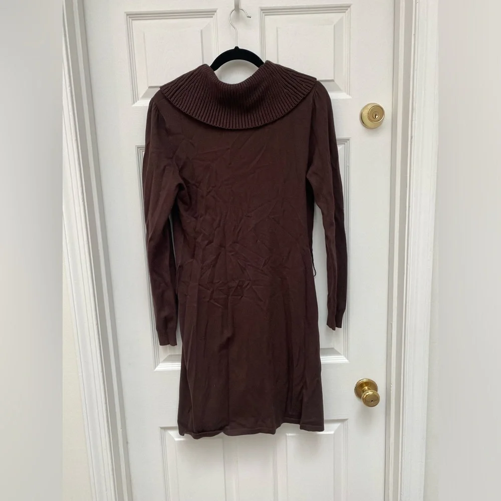 Michael Kors Chocolate Brown Cowl Neck Sweater Dress - M